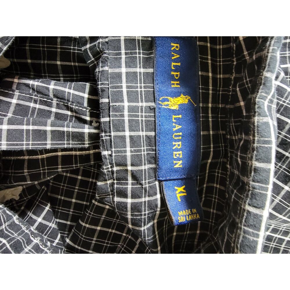 Ralph Lauren Plaid Black & White Long Sleeve Button Shirt - XL - Picture 6 of 8